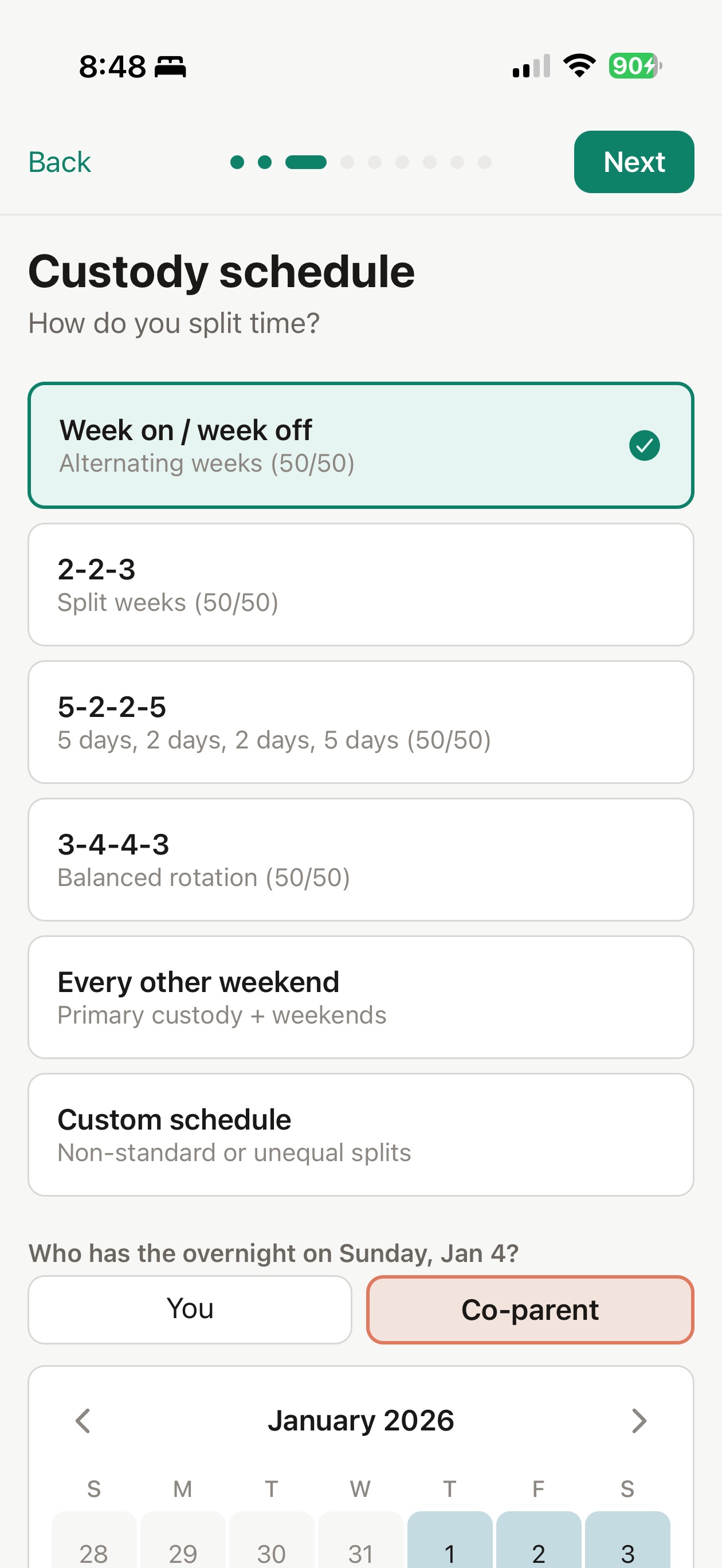 Clearly Custody Schedule Setup